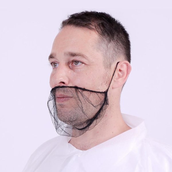 100 stk. Skægnet Beskyttende Skægbeskytter Black elastic