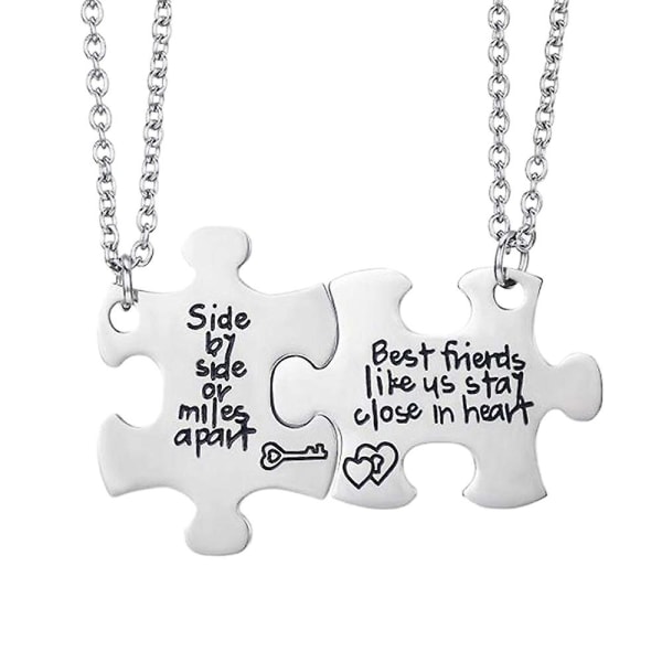 Side By Side Or Miles Apart Necklaces Set Heart Gifts For Teen Girls Bff Friendship Necklaces CMK Silver