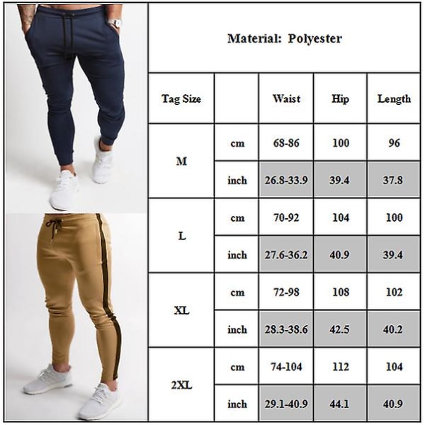 skinny fitness sportsbukser for menn Khaki And Black Stripe L