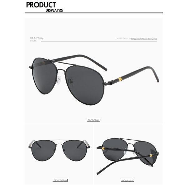 Polariserede metalsolbriller til mænd Black frame, black and gray piece