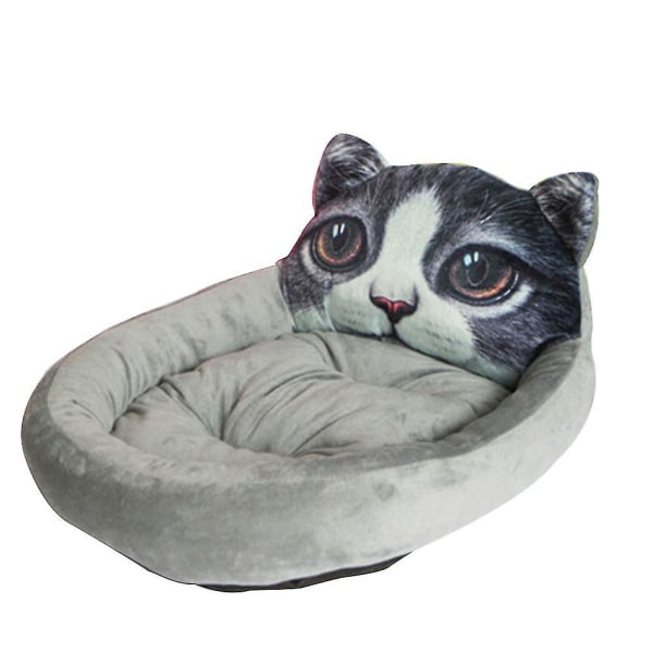 Lemmikkikoiran pesä Pehmeä Mukava Sarjakuva Painettu Lämpimät Kissat Koton makuupussimatto Lemmikkitarvikkeita CMK Tabby Cat Oval Nest Small