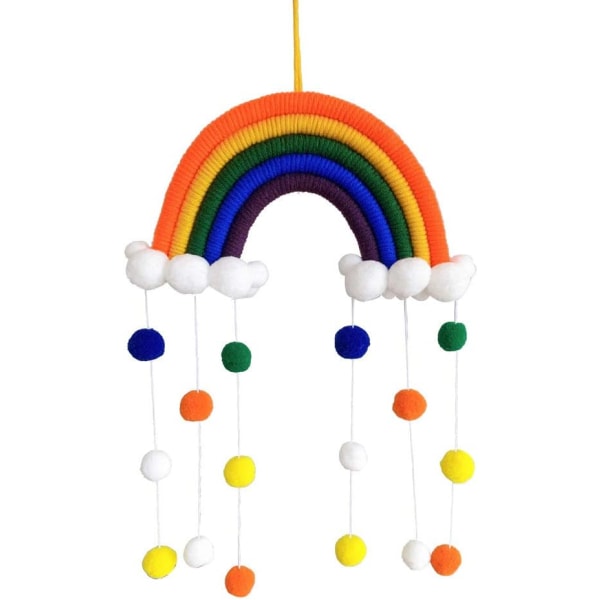 Rainbow Makrame Veggdekor Boho Romdekor Håndvevd veggdekor for barn (Ch5a-4)