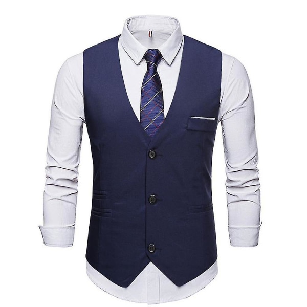 Miesten puku liivi Hihaton Tuxedo-liivi CMK Navy Blue S