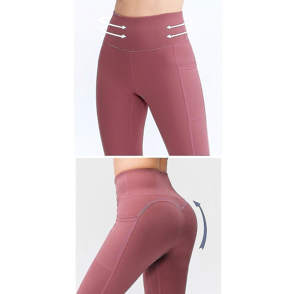 Yoga Pants Stretch High Waist Yoga Leggings Women Fitness Sports Pockets Pants CMK Mystic Brown S