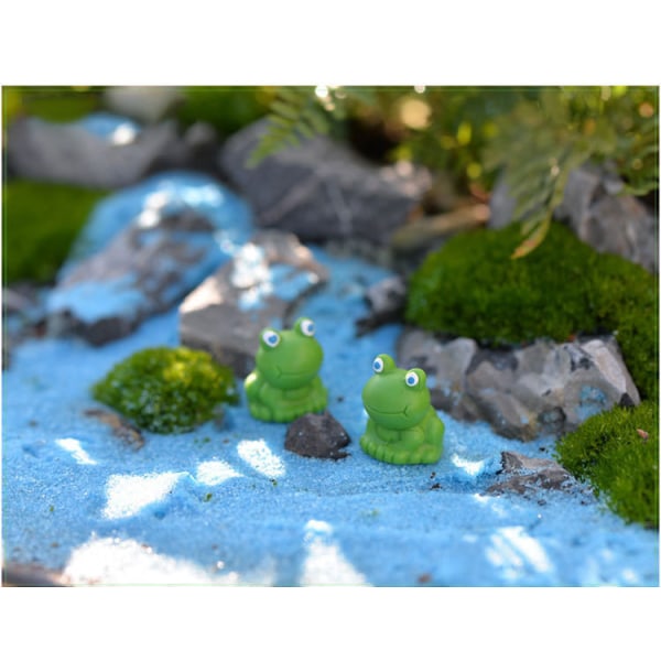 【Tricor-butikk】 Resin Mini Frogs Green Frog Miniatyrfigurer, 100/200 STK Green Frog Miniatyrfigurer, Miniature Moss Landscape Frog Model 50PCS