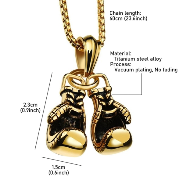 Titanium stållegering mini boksehandske halskæde guld farve par gold