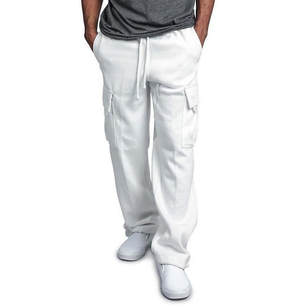 Men's Solid Color Drawstring Lounge Pants White 2XL