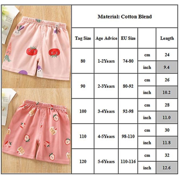 Children's cartoon print elastic shorts Light Green Coconut 4-5T