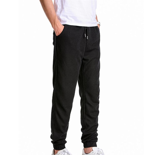 men's solid color loose sweatpants Black M