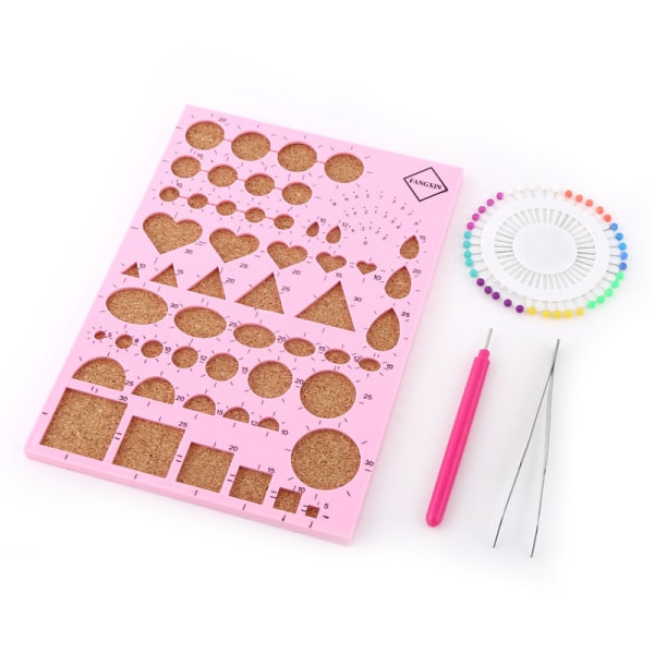 【Lixiang Butik】 Gør-det-selv-papir-skabelon-tavlepincetstifter med rillepenne Quilling-værktøjssæt (lyserød) Pink