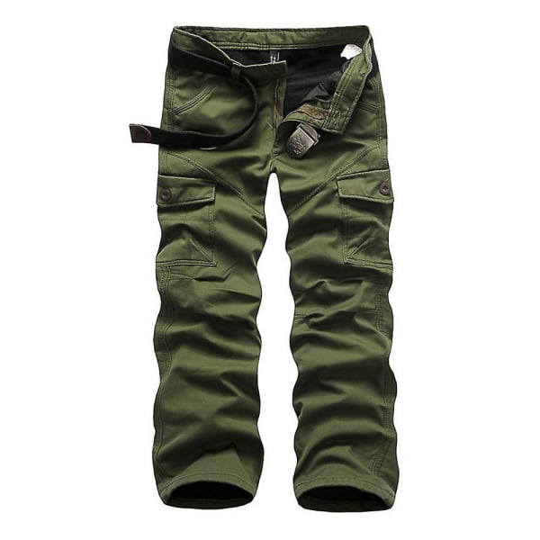 Men's Casual Solid Color Cargo Pants Grass Green 34