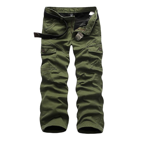 Men's Casual Solid Color Cargo Pants Grass Green 38