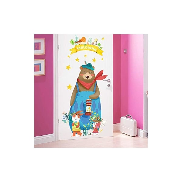 (Welcome bear) cartoon wall stickers, bedroom stickers 140*57cm 2 pieces