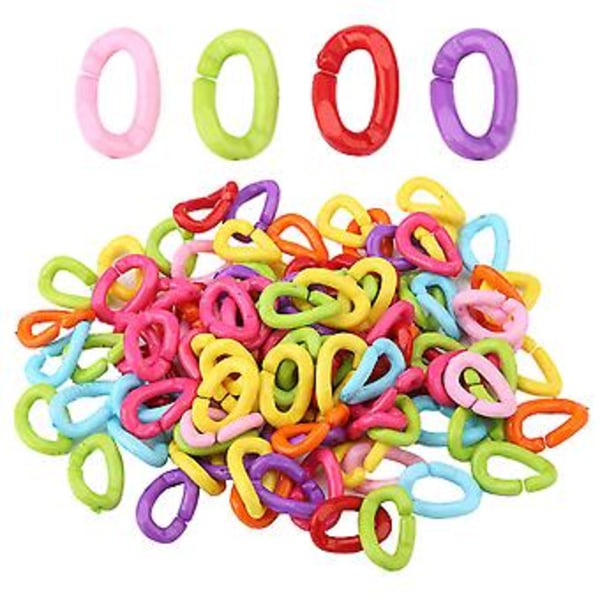 100 st Plastfågel C-clips Krokar Kedjelänkar DIY Papegojleksaker Blandade Färger