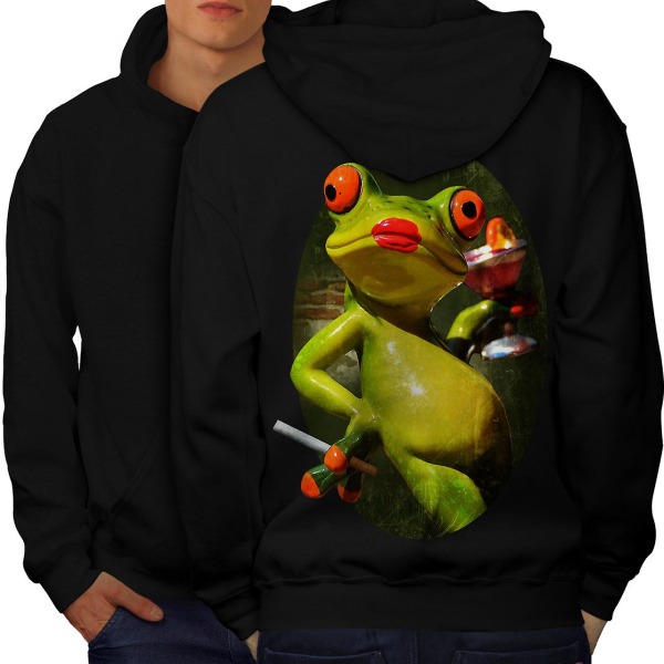 Gangster Frog Cool Miesten BlackHoodie Takaisin | Wellcoda CMK Black Small