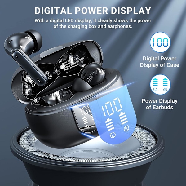 X500 Trådlösa Bluetooth Hörlurar - 30 timmar C4U® ANC ENC BT 5.3 Black Svart