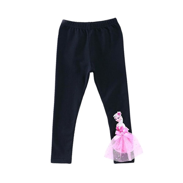 kids princess print leggings Black - Pink Elsa 6-7Years