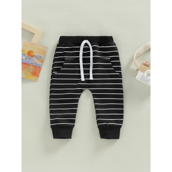 Barn Baby Gutter Bukser Spedbarn Bomulls Harem Bukser Fritidsbukser Småbarn Aktiv Jogger Bukser CMK Black 18-24 Months