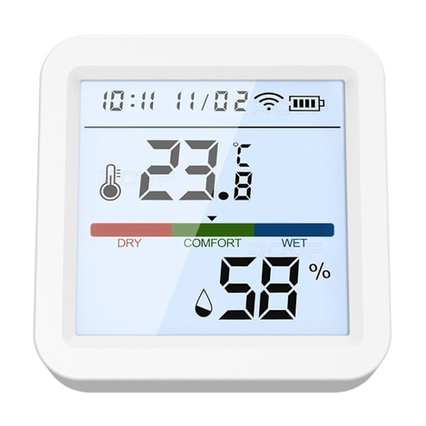 Smart WiFi Temperatur- og luftfuktighetsmåler Slitesterk Komfortabel temperatursensor for kontor og hjem