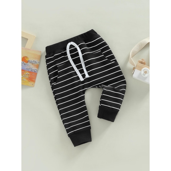 Kids Baby Boys Pants Infant Cotton Harem Pants Casual Trousers Toddler Active Joggers Pants CMK Black 0-6 Months
