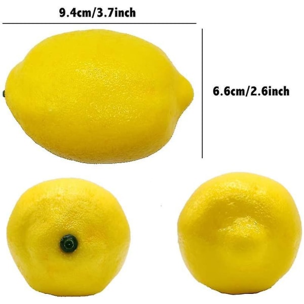15 stk Kunstige Citroner 8,5 cm Faux Frugt Gule Citroner Skum