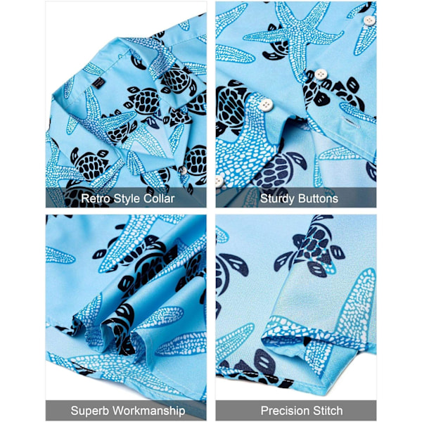 Miesten Havaiji-paita ja shortsit setti Regular Fit lyhythihainen rento funky ranta flamingo paita setti XL XL Blue Starfish
