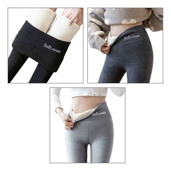 Dame Vinter Sherpa Fleece Fôrede Leggings Termiske Varme Bukser Stretchy Tykk CMK Dark grey 3XL