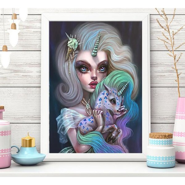 5D DIY Woman cartoon diamond painting (20X30cm)