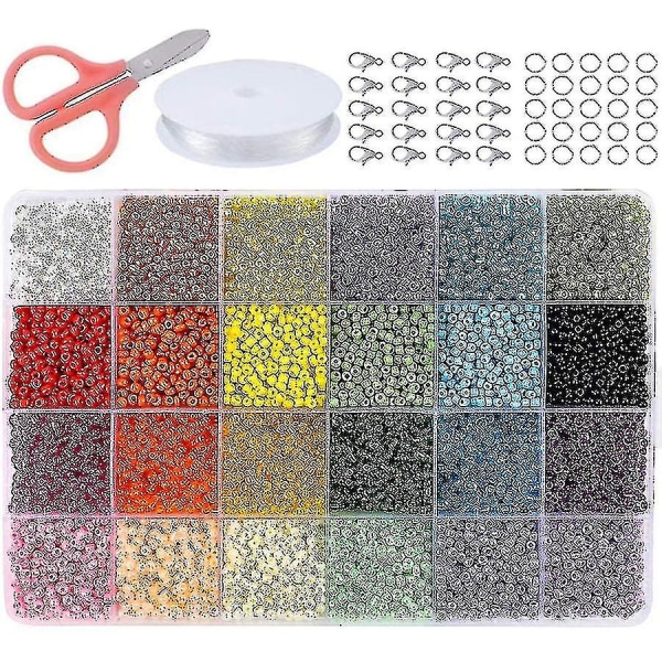 Glasfrøperler 24 farver sæt armbåndperler til smykkefremstilling
