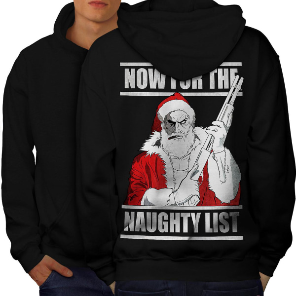 Santa Naughty Men BlackHoodie Back | Wellcoda CMK Black Large