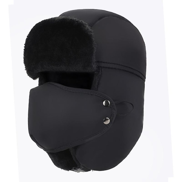 Vinter Øreklaff Trapper Bomber Hat Varm Mens Skøyter Ski black