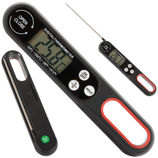 Vikbar Digital Kökstermometer Instant Read svart black