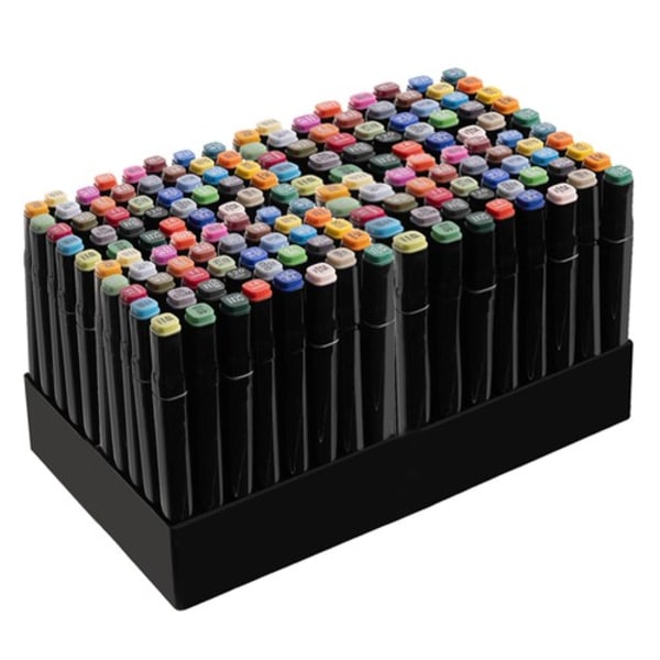 168 stk Doble Tusjpenner med Veske | Dobbeltsidige Fargepenner flerfarget multicolor