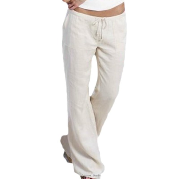 Ladies Casual Solid Color Yoga Pants White 3XL
