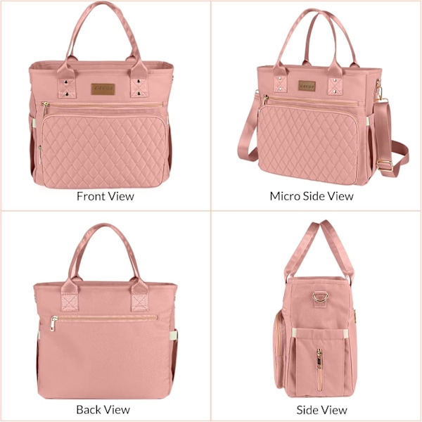 Stor Lunsjveske for Kvinner - Isolert, Slitesterk Nylonveske med Oppbevaringslomme, 33 cm L x 16 cm B x 28.7 cm H, Rosa Pink