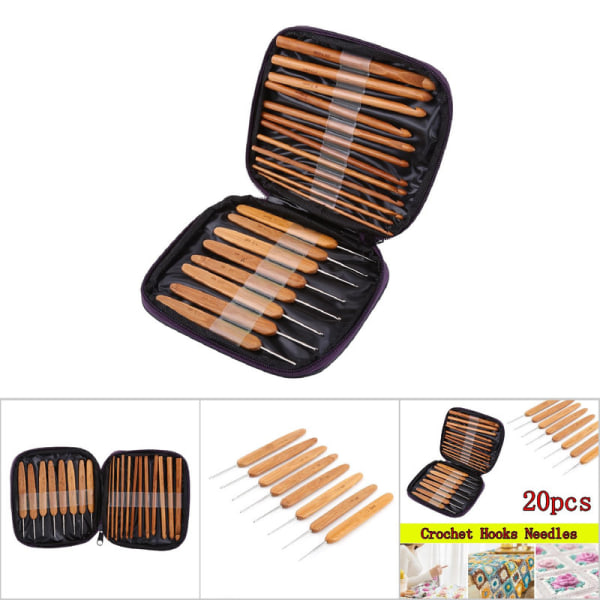 【Lixiang Store】 Bambus heklenåler Nåler Strikk vev håndverksgarn Sy strikkeverktøy med etui