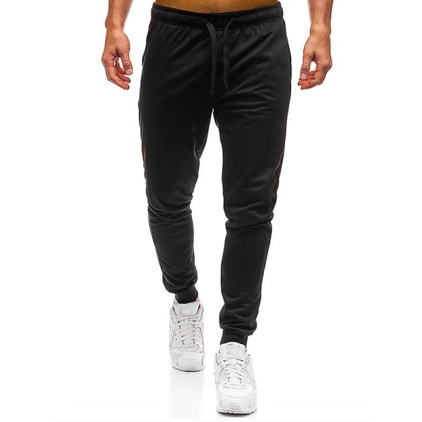 Men's Solid Elastic Drawstring Sweatpants Black L