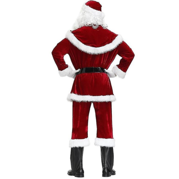 Plus Size Deluxe Velvet Voksen Kostume Santa Xmas Uniform Suit Man M