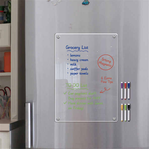 Magnetisk ugekalender til køleskab, akryl magnetisk slettetavle, ugeplanlægningstavle Klare whiteboard-kalendertavler 0.4 L