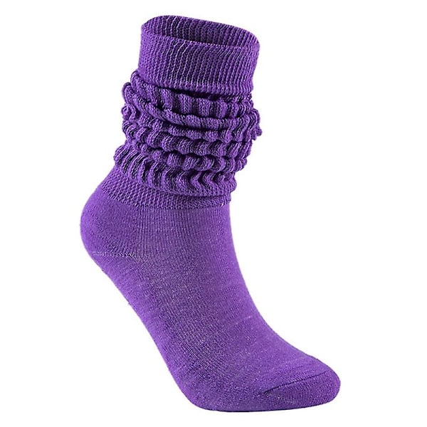 Kvinner Menn Flerfargede Slouch Boot Sokker Casual Ekstra Lang Løs Stablet Chunky Scrunch Knehøye Sokker Rynkete Bubble Benvarmere Light purple