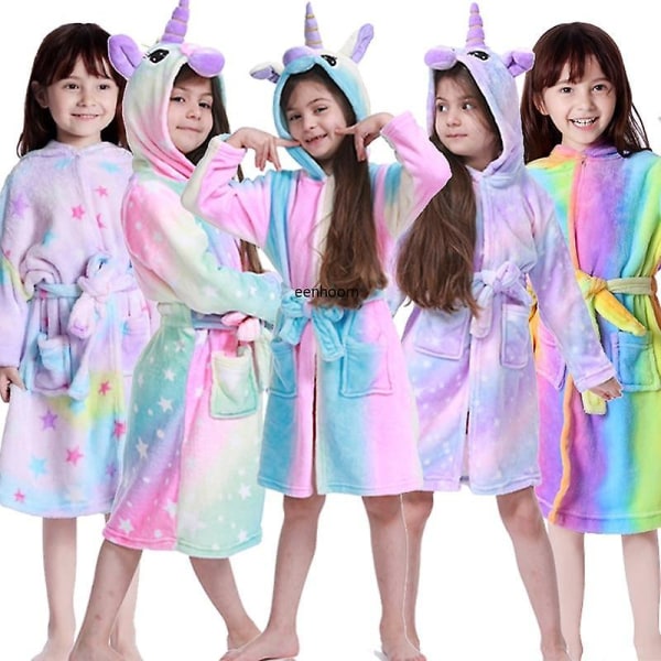 Children Bathrobes Rainbow Sleepwear K 10 / white pink