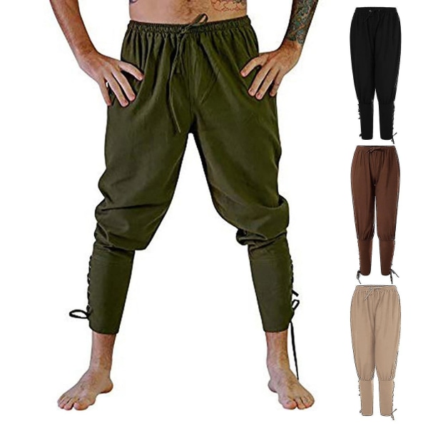 Miesten keskiaikaiset housut Renaissance Pirate Halloween -housut Cosplay Xinda CMK Brown XL