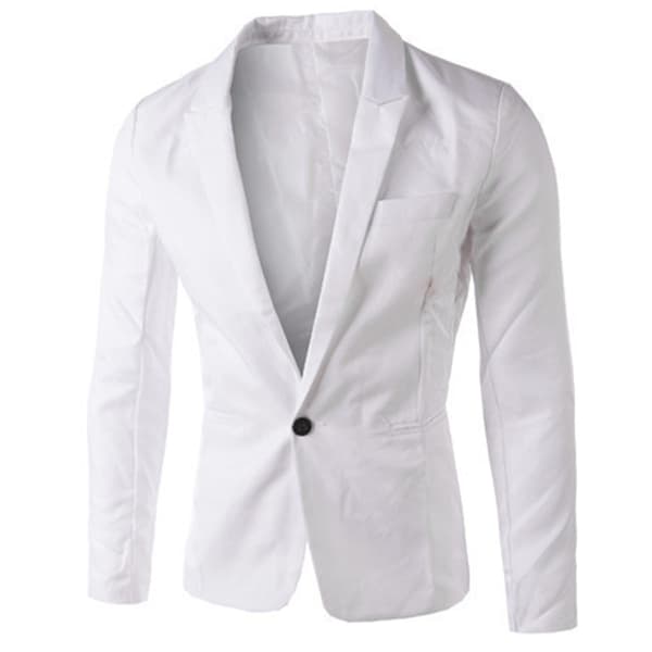 Herr Slim Fit En Knapp Solid Blazer Business Casual Kostymrock white white M