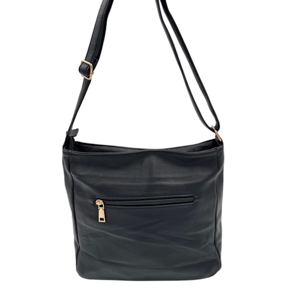Skuldertaske, mange rum Black Svart