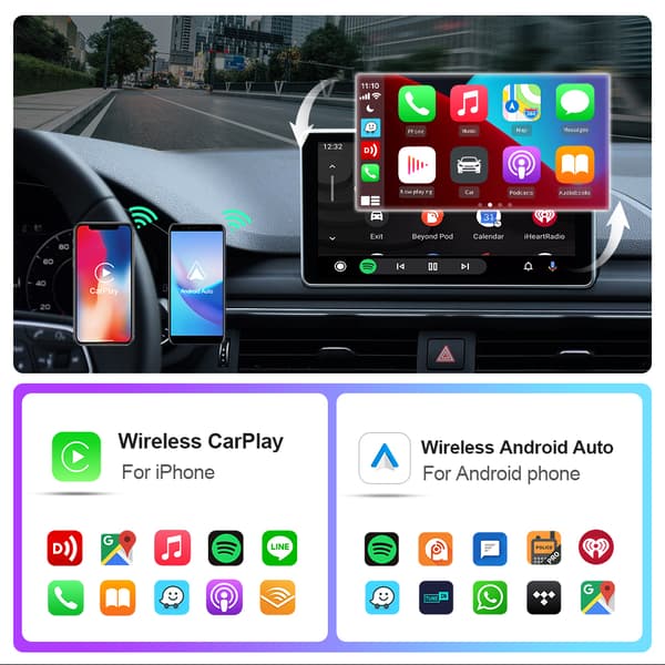 Mini trådlös CarPlay & Android Auto-adapter för iPhone & Android – Njut av friheten från sladdar!