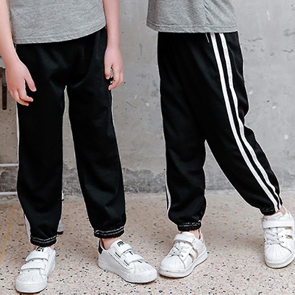 2-12 Years Kids Striped Sweatpants Bottoms Pants CMK Black 7-8 Years