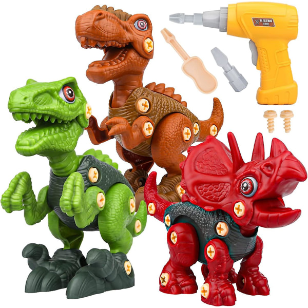 Leksak för 4 5 6-åriga pojkar ta isär Dinosaurieleksaker för barn Set med elektr.