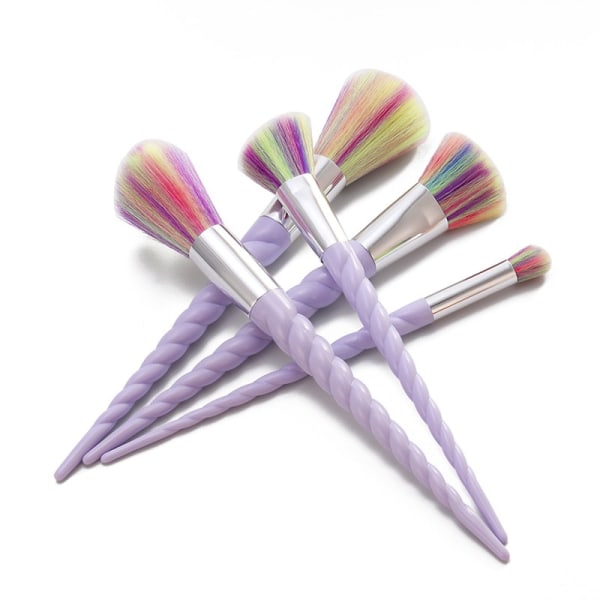 5 makeup børster - Unicorn - Rainbow multicolor