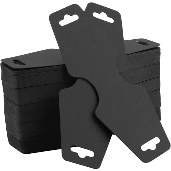 250 st Halsband Displaykort Armband Korthållare Tomt Kraftpapper Hängande smyckeetiketter (svart)