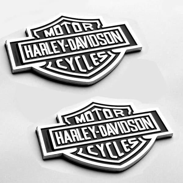 2x OEM Harley Davidson Brændstoftank Krom Emblem - 3d Logo Erstatningsmærker